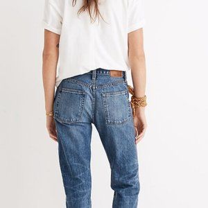 Rivet & Thread High-Rise Slim Boyjeans: Thigh-Patch Edition